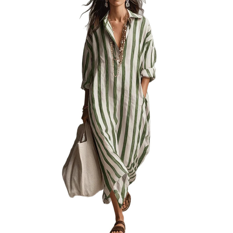 ⏳Time-Limited Special⏰Women's Casual Striped Long Sleeve Shirt Dress