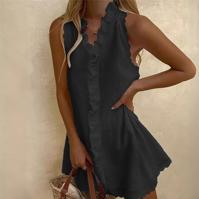 ⏳Time-Limited Special⏰Women's Ruffle Trim Button-Front Mini Dress