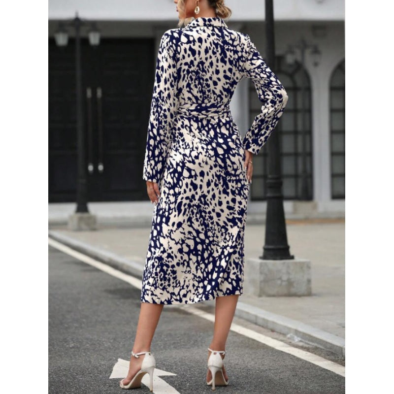 ⏳Time-Limited Special⏰Multi-Color Printed Shirt Dress – Waist Belt, Slit Hem, All-Day Comfort 🌸