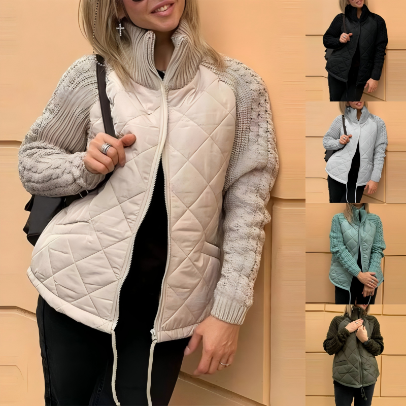 ⏳Time-limited Special⏰2025 New Women's Knit Patchwork Puffy Jacket