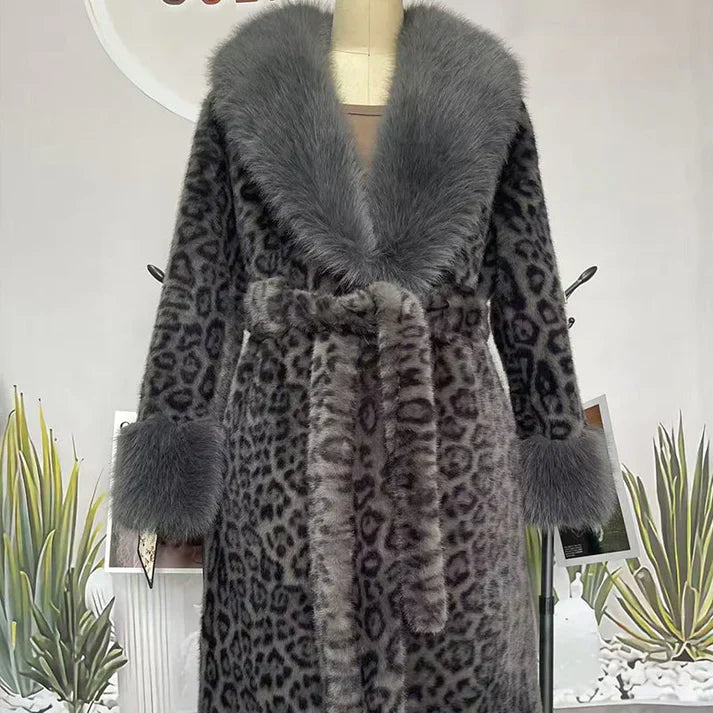 ⏳Time-Limited Special⏰Women's Leopard Print Fluffy Faux Fur Coat with Belt🔥🔥