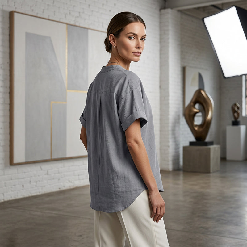 ⏳Time-Limited Special⏰Fashion Loose Solid Color Short Sleeve Top