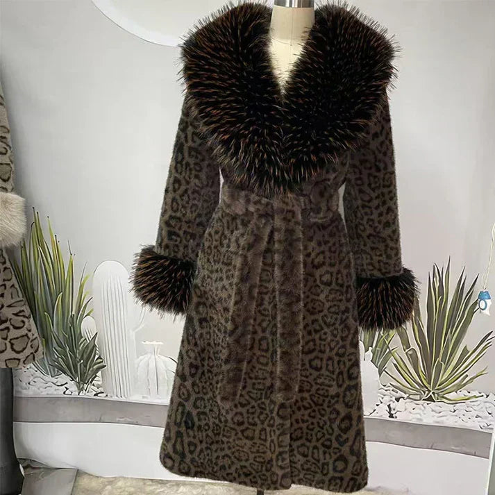 ⏳Time-Limited Special⏰Women's Leopard Print Fluffy Faux Fur Coat with Belt🔥🔥