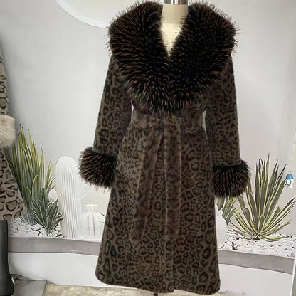 ⏳Time-Limited Special⏰Women's Leopard Print Fluffy Faux Fur Coat with Belt🔥🔥