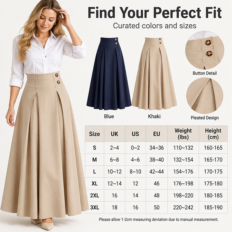 Women's High-Waisted Pleated A-Line Maxi Skirt