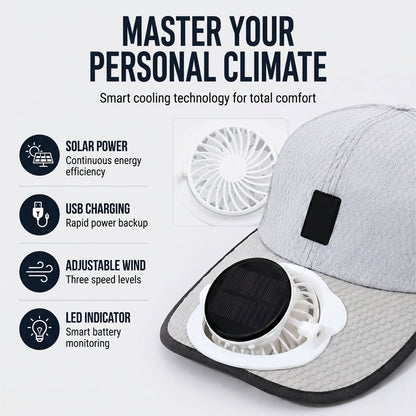 🌞🧢 Breathable Sun Hat Baseball Cap with Built-in Solar Cooling Fan
