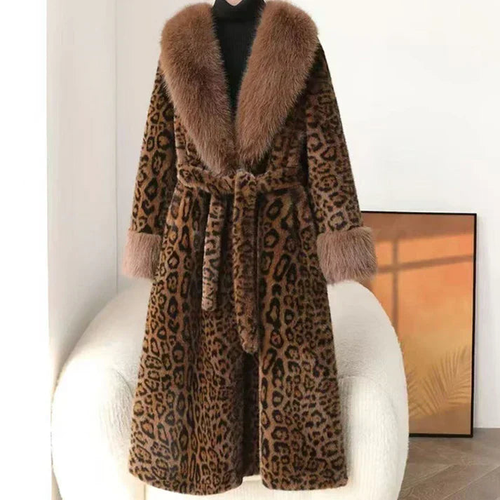 ⏳Time-Limited Special⏰Women's Leopard Print Fluffy Faux Fur Coat with Belt🔥🔥