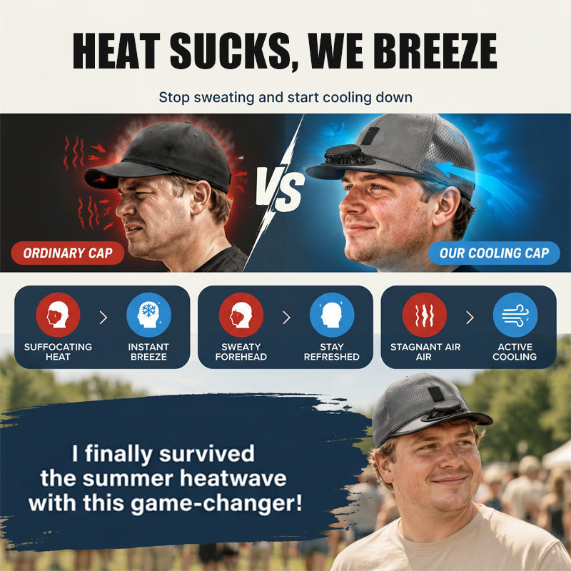 🌞🧢 Breathable Sun Hat Baseball Cap with Built-in Solar Cooling Fan