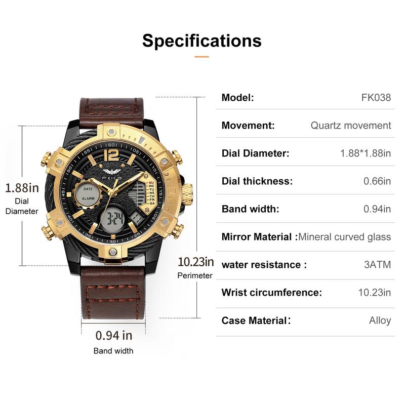 🎄Christmas Sale 60% OFF🔥Multifunctional Dual Display 3ATM Waterproof Men's Quartz Sports Watch