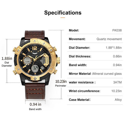 🎄Christmas Sale 60% OFF🔥Multifunctional Dual Display 3ATM Waterproof Men's Quartz Sports Watch