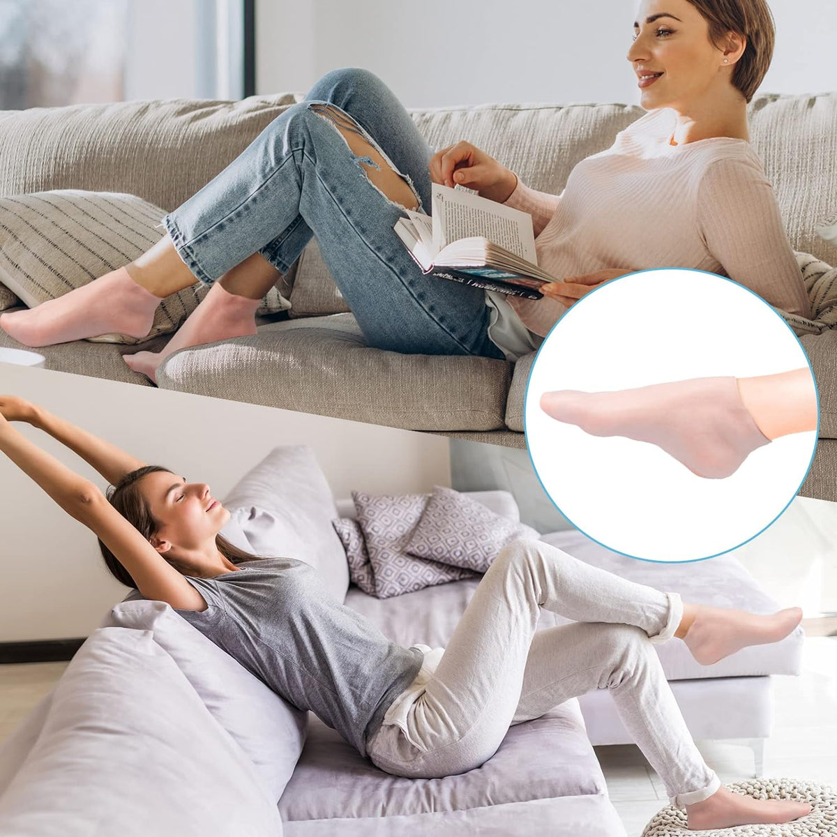 🔥Get 2 items when you buy 1！✨️Enjoy a foot spa anytime anywhere！👣Moisturizing Foot Mask Exfoliating Silicone Socks Beach Protective Socks(3pcs)
