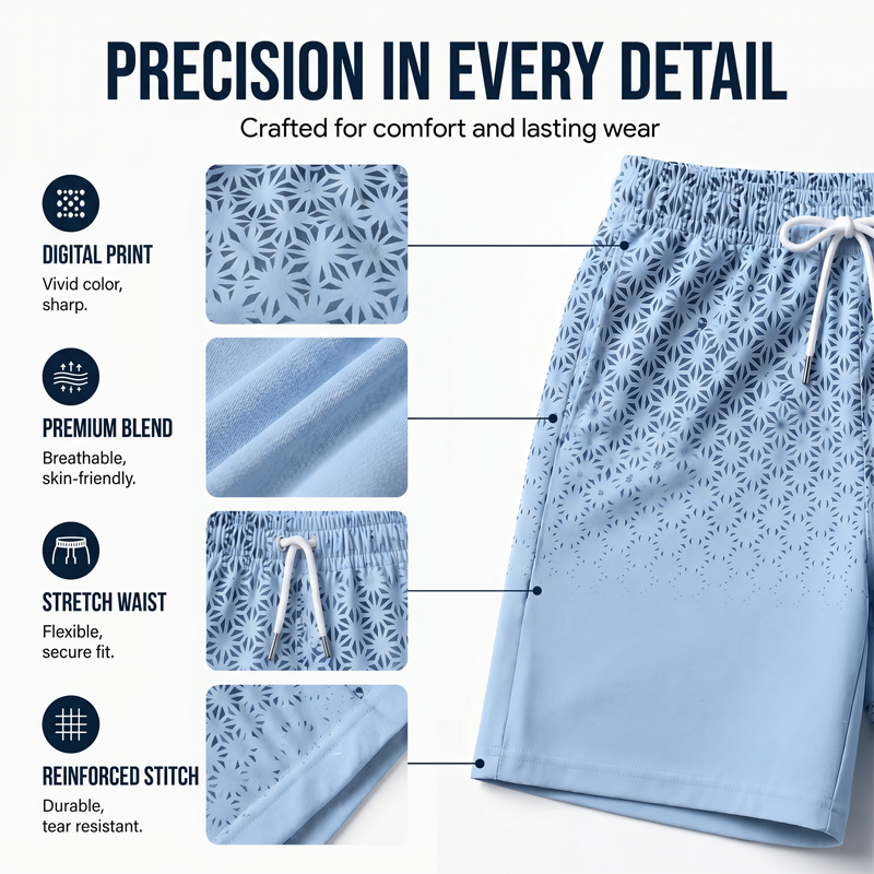 ⏳Time-Limited Special⏰Men's Geometric Print Collared Top & Shorts Set – Modern Pattern & Breathable Coordinated Look 🔷