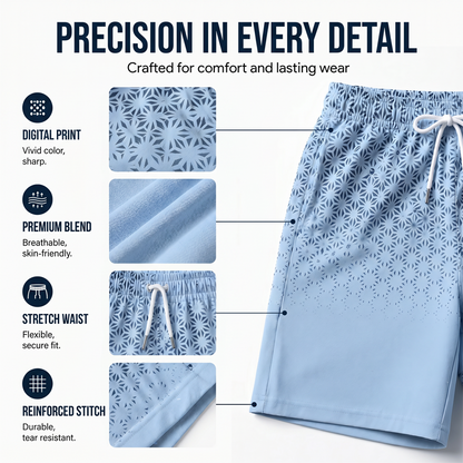 ⏳Time-Limited Special⏰Men's Geometric Print Collared Top & Shorts Set – Modern Pattern & Breathable Coordinated Look 🔷