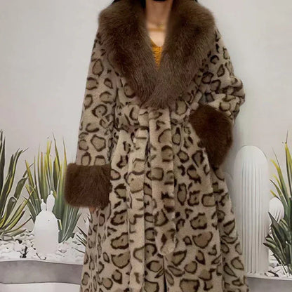 ⏳Time-Limited Special⏰Women's Leopard Print Fluffy Faux Fur Coat with Belt🔥🔥