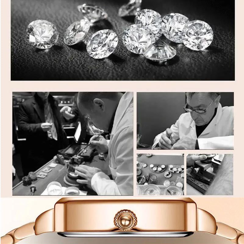 💎Fashion Square Ladies Rose Gold Diamond Watch