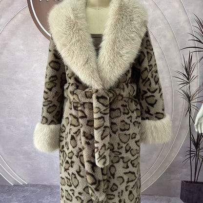 ⏳Time-Limited Special⏰Women's Leopard Print Fluffy Faux Fur Coat with Belt🔥🔥