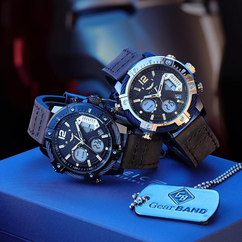 🎄Christmas Sale 60% OFF🔥Multifunctional Dual Display 3ATM Waterproof Men's Quartz Sports Watch