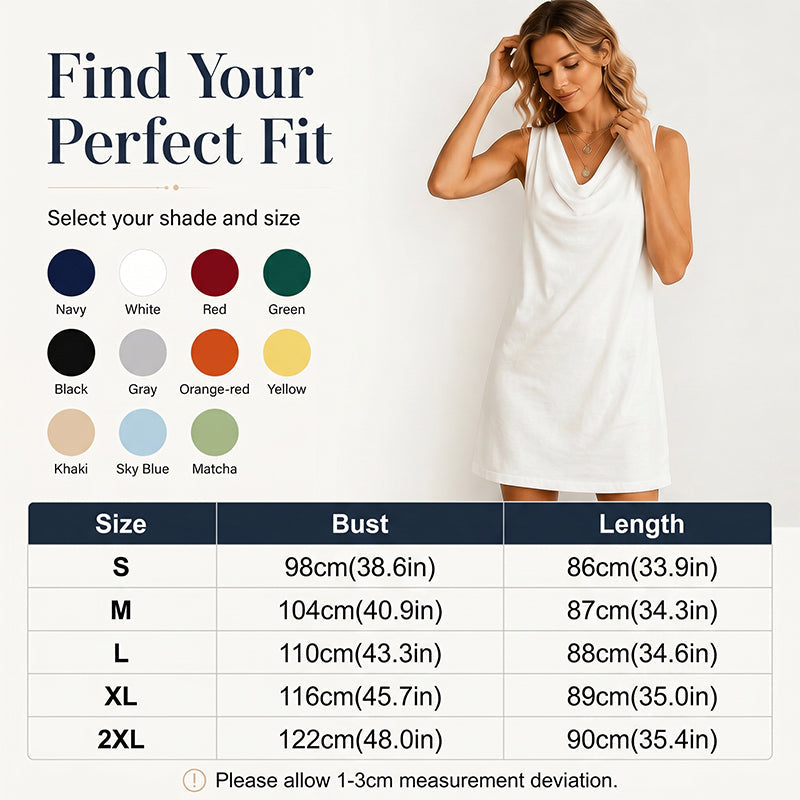 ⏳Time-Limited Special⏰Elegant Slim Fit Cowl Neck Dress – Sleeveless, Side Pockets, Versatile ✨