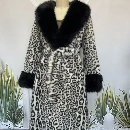 ⏳Time-Limited Special⏰Women's Leopard Print Fluffy Faux Fur Coat with Belt🔥🔥