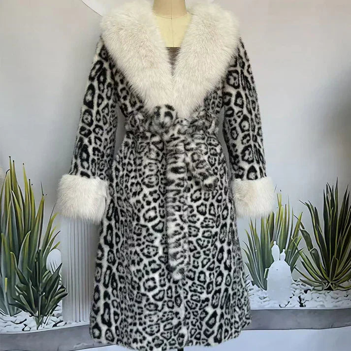⏳Time-Limited Special⏰Women's Leopard Print Fluffy Faux Fur Coat with Belt🔥🔥