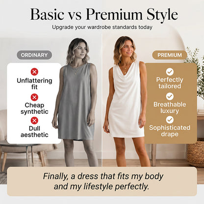 ⏳Time-Limited Special⏰Elegant Slim Fit Cowl Neck Dress – Sleeveless, Side Pockets, Versatile ✨