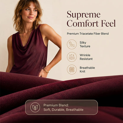 ⏳Time-Limited Special⏰Elegant Slim Fit Cowl Neck Dress – Sleeveless, Side Pockets, Versatile ✨