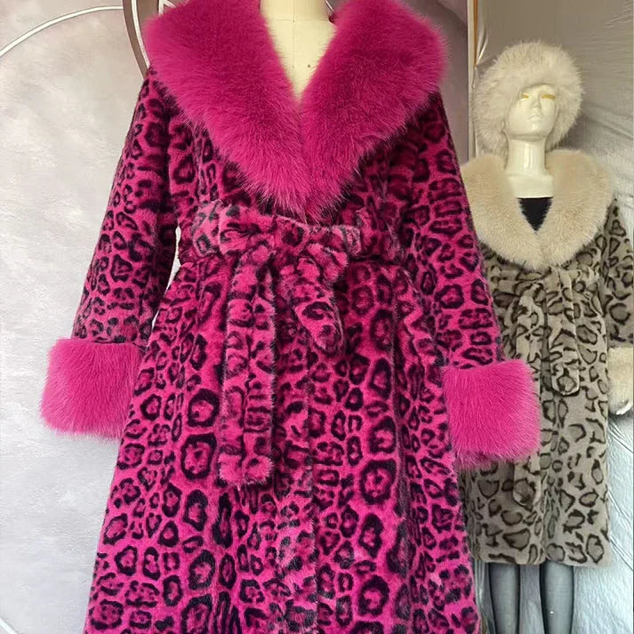 ⏳Time-Limited Special⏰Women's Leopard Print Fluffy Faux Fur Coat with Belt🔥🔥