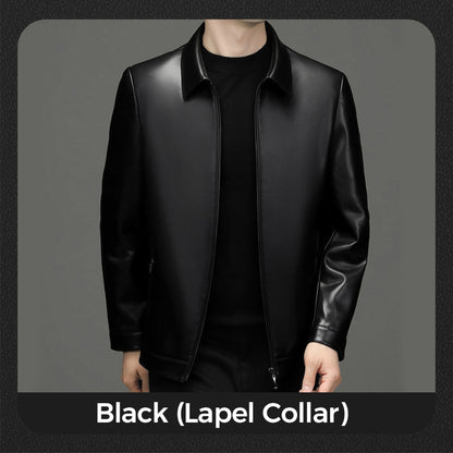 💥Men's Tough Vibe Leather Jacket – Slim Fit Design, Retro Hardware for Biker & Casual Looks