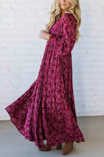 ⏳Time-Limited Special⏰Women’s Floral Rayon Smocked-Waist Maxi Dress – Fully Lined, Pockets & Vintage Sleeves 🌸👗