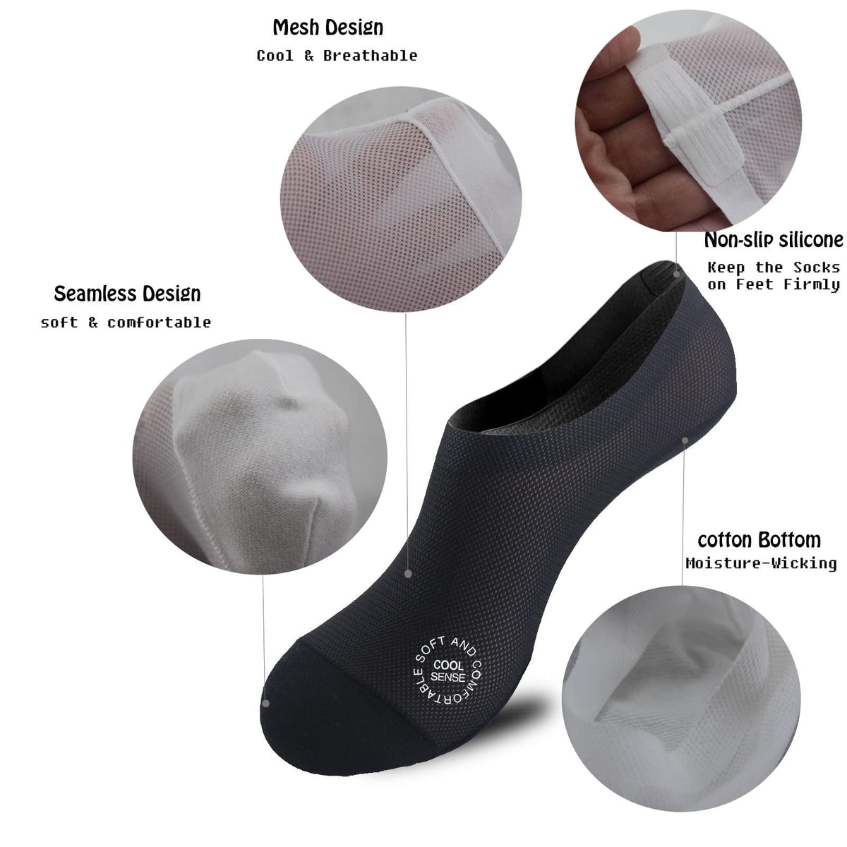 3 Pairs🔥Ultra Thin Liner Socks Non Slip No Show Socks !!