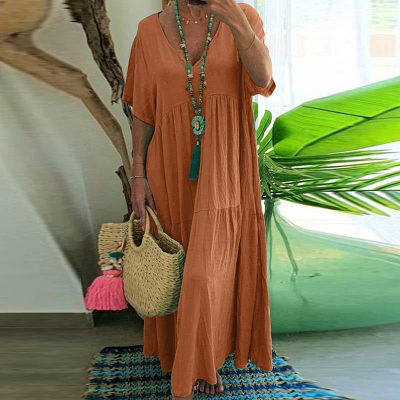⏳Time-Limited Special⏰Women's Casual Long Dress – V-Neck, Loose, Flowy 🌾