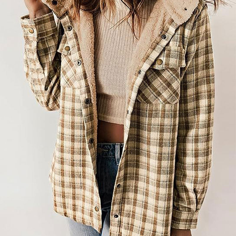 Autumn and Winter Series 44% OFF❄️Women's Winter Trendy Plaid Hooded Jacket💖