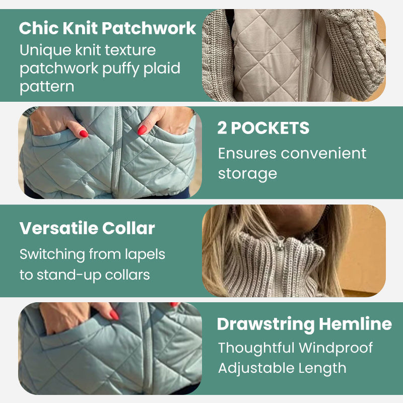 ⏳Time-limited Special⏰2025 New Women's Knit Patchwork Puffy Jacket