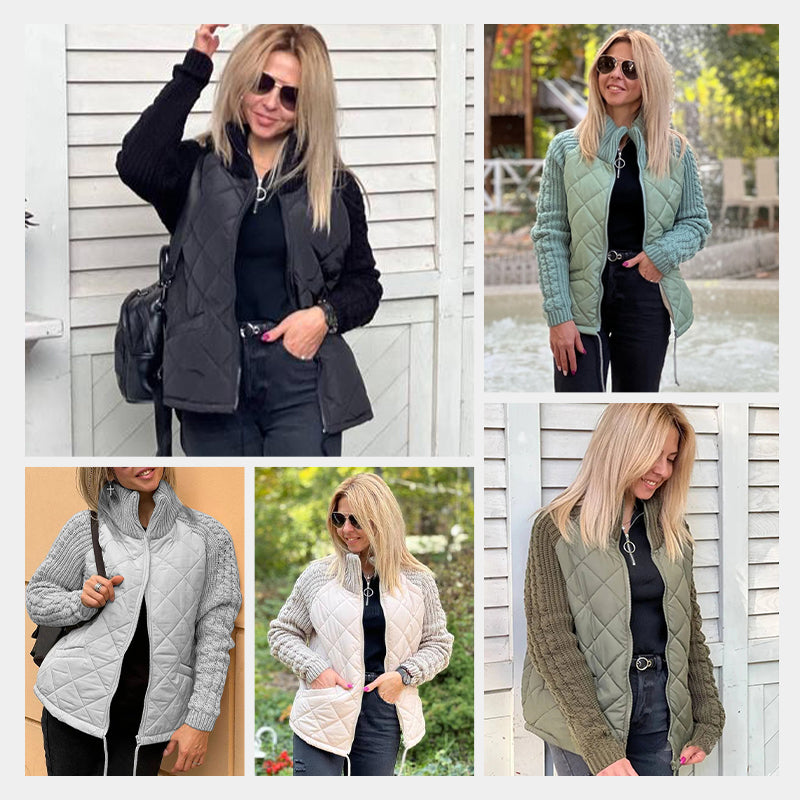⏳Time-limited Special⏰2025 New Women's Knit Patchwork Puffy Jacket