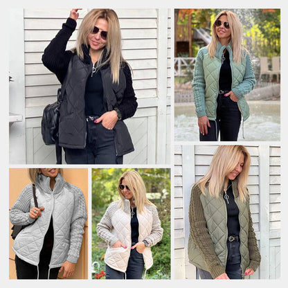 ⏳Time-limited Special⏰2025 New Women's Knit Patchwork Puffy Jacket