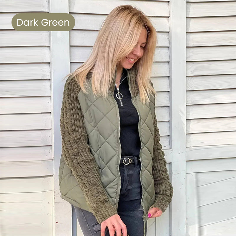 ⏳Time-limited Special⏰2025 New Women's Knit Patchwork Puffy Jacket