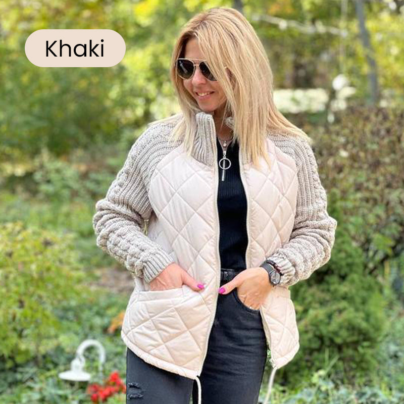 ⏳Time-limited Special⏰2025 New Women's Knit Patchwork Puffy Jacket