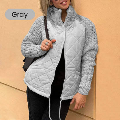 ⏳Time-limited Special⏰2025 New Women's Knit Patchwork Puffy Jacket