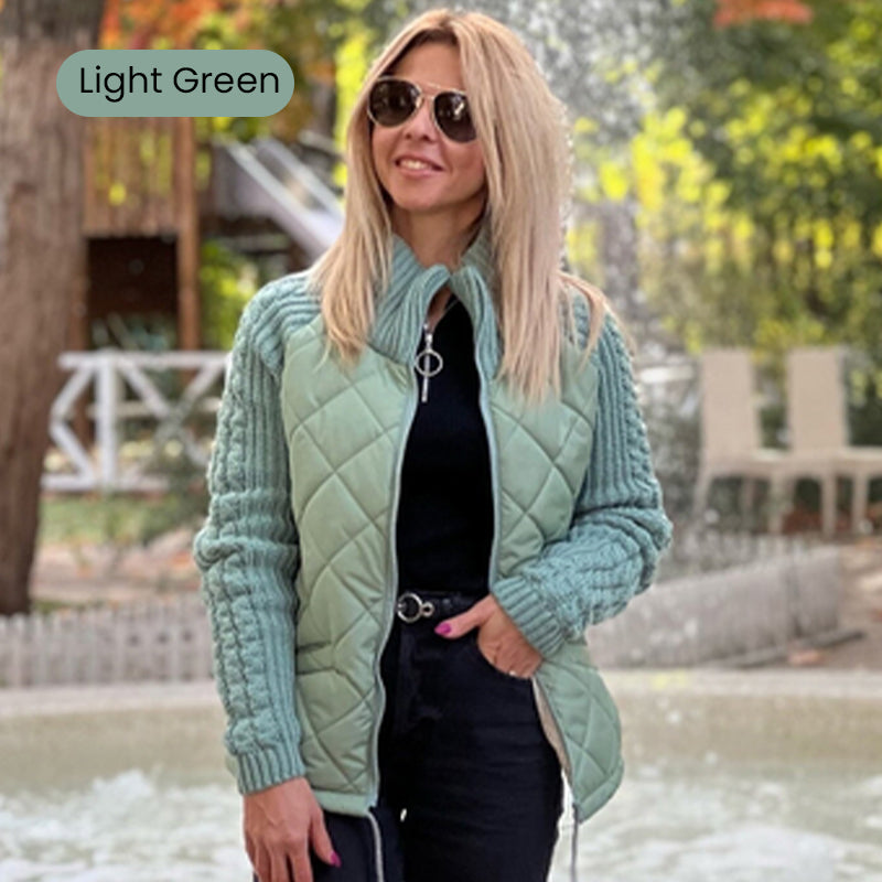 ⏳Time-limited Special⏰2025 New Women's Knit Patchwork Puffy Jacket