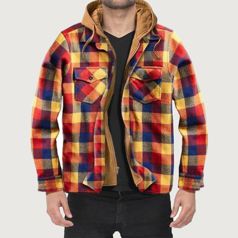 ❄️ Built for Cold Days | Men's Quilted-Lined Plaid Hooded Jacket ⚡ Free Shipping