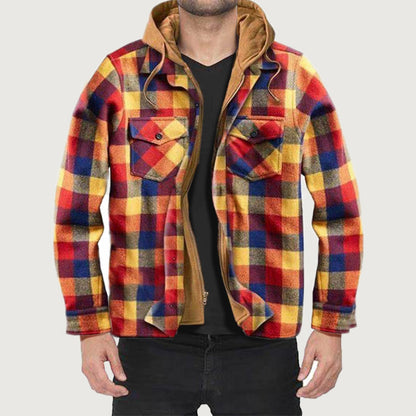 ❄️ Built for Cold Days | Men's Quilted-Lined Plaid Hooded Jacket ⚡ Free Shipping