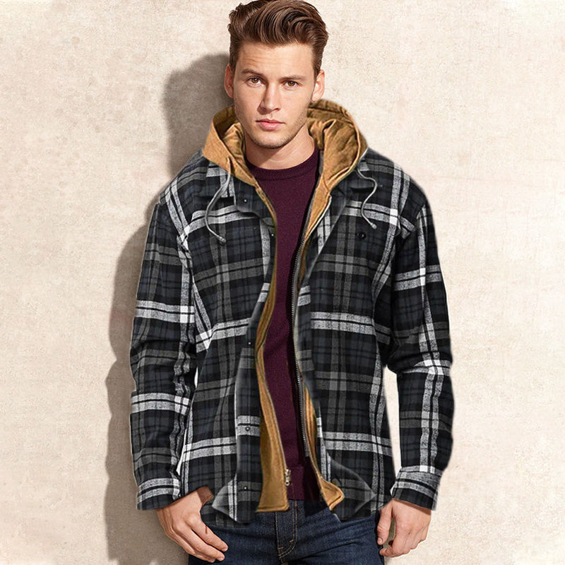 ❄️ Built for Cold Days | Men's Quilted-Lined Plaid Hooded Jacket ⚡ Free Shipping
