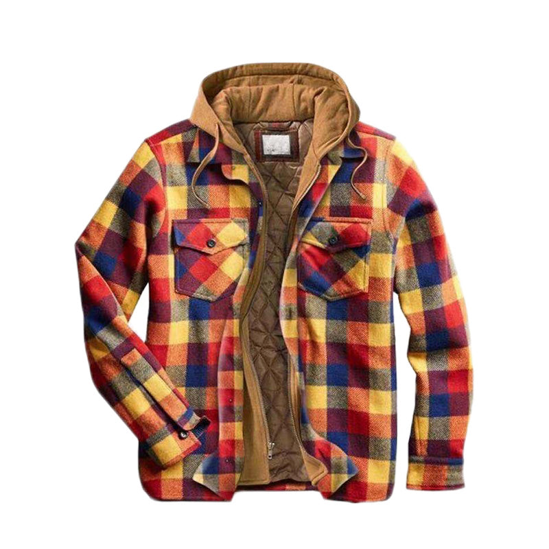 ❄️ Built for Cold Days | Men's Quilted-Lined Plaid Hooded Jacket ⚡ Free Shipping