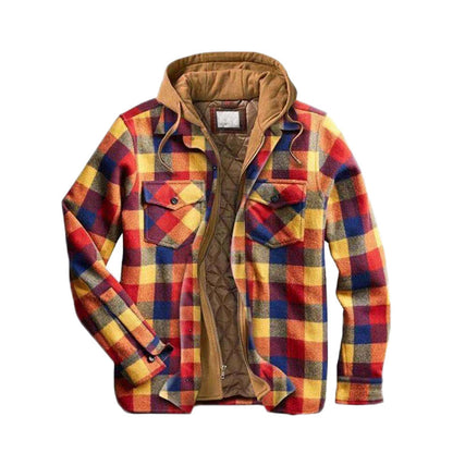 ❄️ Built for Cold Days | Men's Quilted-Lined Plaid Hooded Jacket ⚡ Free Shipping