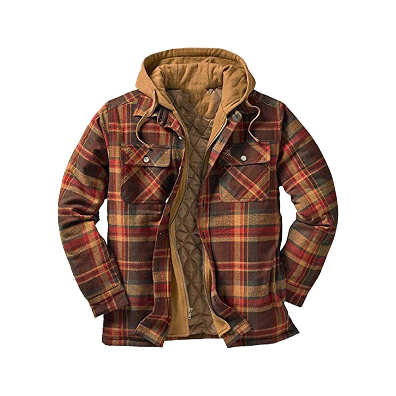 ❄️ Built for Cold Days | Men's Quilted-Lined Plaid Hooded Jacket ⚡ Free Shipping