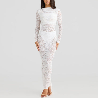🌹👗Limited Time 50% OFF💃 Sexy Backless Lace Maxi Dresses - Graceful lace, sexy backless design, perfect for summer vibes!