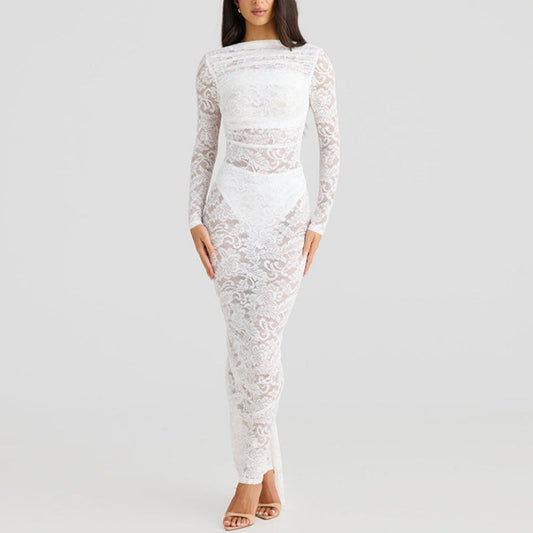 🌹👗Limited Time 50% OFF💃 Sexy Backless Lace Maxi Dresses - Graceful lace, sexy backless design, perfect for summer vibes!