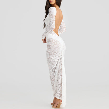 🌹👗Limited Time 50% OFF💃 Sexy Backless Lace Maxi Dresses - Graceful lace, sexy backless design, perfect for summer vibes!