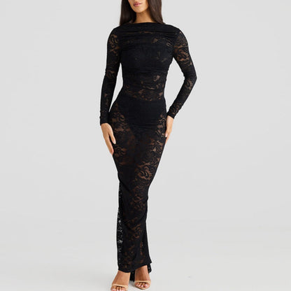 🌹👗Limited Time 50% OFF💃 Sexy Backless Lace Maxi Dresses - Graceful lace, sexy backless design, perfect for summer vibes!