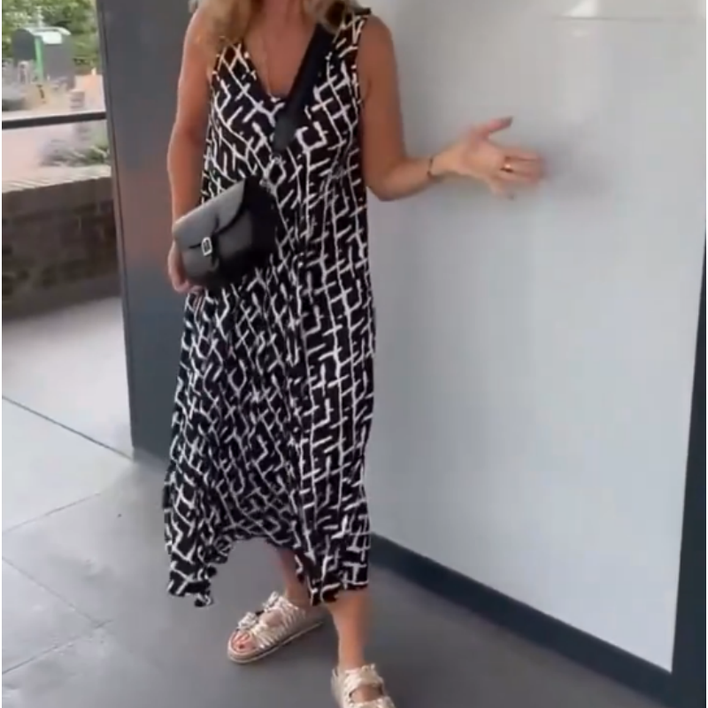 🔥2025 HOT SALE🔥Women's Sleeveless V-Neck Printed Dresses
